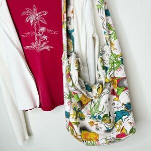 Y2K Cotton Slouch Bag Ocean Scene